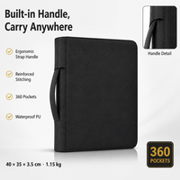 Classeur pour cartes à collectionner 9 pochettes 360 cartes avec poignée intégrée, fermeture éclair latérale, en cuir PU imperméable pour cartes TCG et de baseball