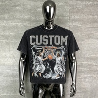 T-shirts surdimensionnés et décontractés pour hommes, personnalisés avec impression DTG, ornés de pierres précieuses et de strass, effet vieilli, par Guangzhou QianXi