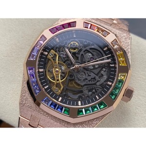 Reloj Mecánico de Buceo de Súper Calidad, Resistente al Agua, 41 mm, Fábrica THB, Movimiento 3132, 15412, Esqueleto con Diamantes Arcoíris - Product Image 3