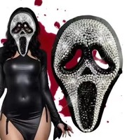 Masque de crâne en strass pour homme, masque intégral pour Halloween, cosplay, fête, costume d'horreur effrayant, paillettes brillantes, masque du Jour des Morts