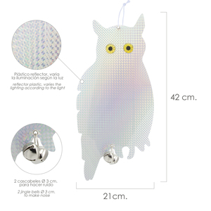 Spaventapasseri a forma di gufo riflettente con 2 campanelle (2 pezzi) - Product Image 2