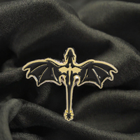 Épinglette en émail Fourth Wing, inspirée du roman fantastique, motif dragon noir et fleur, cadeau du Nouvel An chinois pour amis, vente en gros