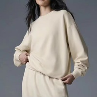 Ensemble de sweat-shirt à capuche ample en coton et élasthanne à col rond, imprimé en 3D avec logo argenté tridimensionnel, pour le yoga et le sport