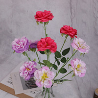 Bunga Mawar Peony Buatan Tangan Modern dari Sutra Sheng Shi Hua Kai untuk Dekorasi Pernikahan, Rumah, Meja Kopi, Latar Belakang Meja Makan, dan Dinding Bunga