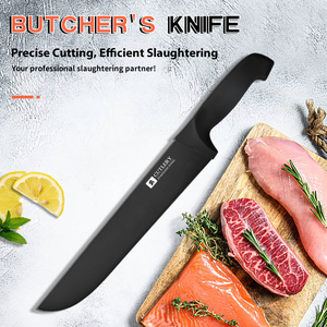 Coltello da cucina professionale 30 cr13 Super affilato coltello da macellaio dritto in acciaio inossidabile nero per affettare la carne - Product Image 1