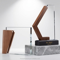 Trofeo de Madera Moderno con Logotipo Personalizado para Reconocimiento a Empleados, Ceremonia Empresarial, Regalo de Reconocimiento, Premios de Madera