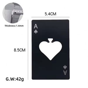 Ouvre-bouteille multifonctionnel créatif en forme de carte à jouer, en acier inoxydable, avec logo personnalisé, pour la maison - Product Image 2