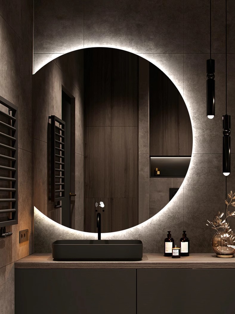 smart bathroom mirror in wall cabinet with led tv