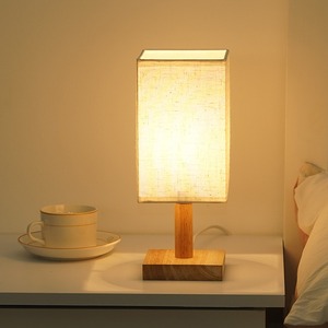مصباح طاولة <span class=keywords><strong>LED</strong></span> شمالي ، قاعدة خشبية ، مظلة مصباح مستديرة ومربعة USB ، مزود طاقة ، مصابيح جانبية للسرير - Product Image 4