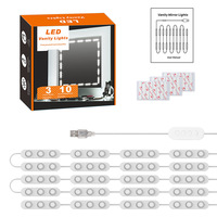 Lampes de courtoisie USB à intensité variable Ampoule de miroir de maquillage 3CCT LED avec gradateur Miroir de maquillage transfrontalier auto-adhésif