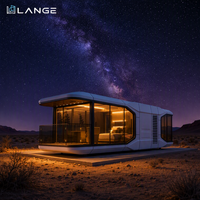 Maison-capsule spatiale de luxe LANGE, 1 chambre, vue panoramique en verre, salle de bain, pod modulaire préfabriqué pour glamping, hôtel-resort