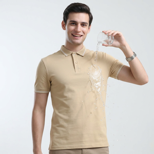 เสื้อยืดโปโลผู้ชายผ้าฝ้ายแบบลำลองกันน้ำมันเปื้อนเปื้อนเปื้อนกำหนดโลโก้ได้เอง - Product Image 1