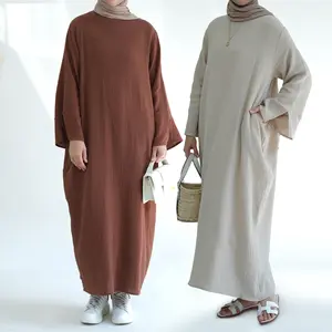 2024 modesto vestido de algodón de Invierno para mujer ropa islámica cómoda Abaya túnica musulmana para mujer