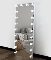 Miroir sur pied intelligent à écran tactile pleine longueur pour salon de coiffure, avec éclairage LED, cadre en aluminium, miroir décoratif fait main