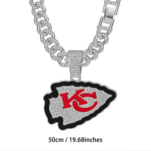 Collier chaîne cubaine plaqué or avec zircon, thème Championnat Kansas City Chiefs – Le <span class=keywords><strong>meilleur</strong></span> cadeau pour les supporters des équipes de la <span class=keywords><strong>NFL</strong></span> - Product Image 6