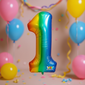 Globo de aluminio metálico multicolor con el número 1 para fiestas, decoraciones de cumpleaños, 1 metro, artículos para celebraciones infantiles - Product Image 2