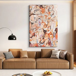 Pintura al Óleo Pintada a Mano, Colores Despertadores, Textura Abstracta Rectangular, Arte de Pared para Colgar en la Sala de Estar, Decoración de Fondo para Sofá - Product Image 4
