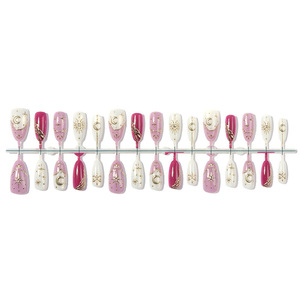 30 faux ongles à presser longs, motif Constellation Lion, effet œil de chat, dégradé jaune, feuille d'or, respectueux de la peau, festifs, vente en gros - Product Image 5