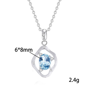 Collier pendentif géométrique brossé en argent sterling 925, 9 pierres précieuses naturelles, bijoux en cristal pour femmes - Product Image 6