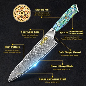 10 % de réduction sur les ensembles de couteaux de cuisine <span class=keywords><strong>Ernesto</strong></span> avec logo personnalisé, manche en acrylique et coquille d'ormeau, couteaux de cuisine commerciaux, ensembles de couteaux Damas VG-10 - Product Image 2
