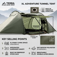 Tente de camping de glamping double étage pour l'extérieur avec tissu Oxford, résistante au vent et à la pluie, quatre saisons, 2-3 personnes, portable, une chambre