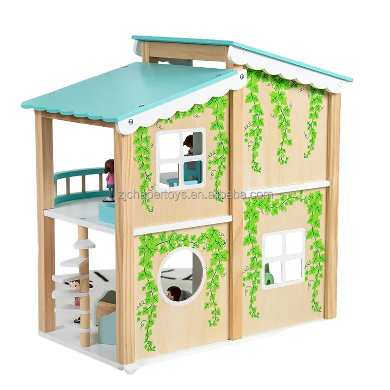 2024ブループリンセスドールハウスふりプレイドール子供ベビー家具おもちゃキッズ木製ドールハウス