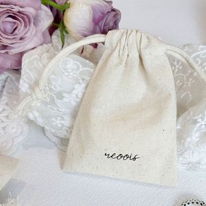 Oferta Especial: Bolsas de Joyería de Tela de Algodón Ecológicas al por Mayor, Bolsas Protectoras de Lona de Algodón Natural con Cinta de Seda - Product Image 3