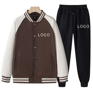 Áo hoodie oversized hợp thời trang mùa đông áo khoác bóng chày Màu nút dài tay thoải mái tùy chỉnh nhóm thời trang giản dị + quần - Product Image 6