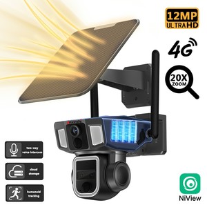 12MP ba ống kính năng lượng mặt trời lũ ánh sáng với CCTV Camera Báo động liên kết CCTV 4 gam và Wifi hỗ trợ năng lượng mặt trời PTZ camera với ánh sáng đường phố - Product Image 3