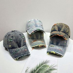 หมวกเบสบอลรุ่นใหม่ปี 2025 หมวกเบสบอลยีนส์สีรุ้งสไตล์วินเทจสำหรับผู้ชายและผู้หญิง หมวกกันแดดแฟชั่น หมวกกีฬาแบบฟอกสี - Product Image 2