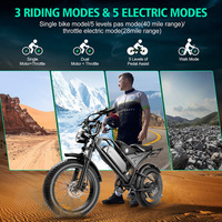 Vélo Électrique Longue Autonomie Pneus Larges 20 Pouces Rétro Plage Neige Moto 48V 15Ah Tout-Terrain Montagne