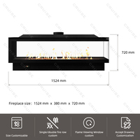 Cheminée à gaz naturel liquéfié CRUISE, brûleur linéaire sans conduit, insert naturel à trois côtés, vue sur le feu, cheminée à gaz
