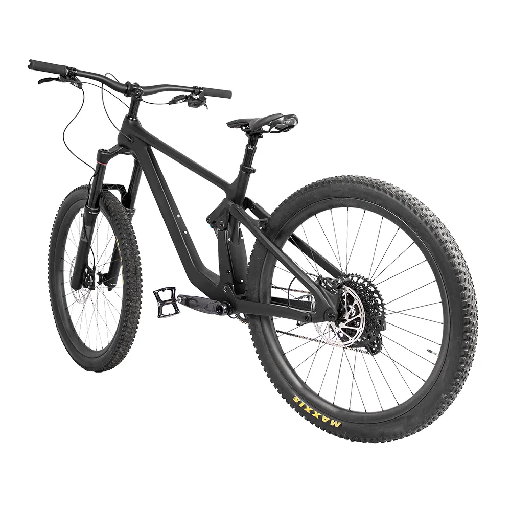 Bán buôn hign-end sợi carbon leo núi MTB xe đạp 19 inch chất béo lốp Ánh sáng trọng lượng đầy đủ hệ thống treo đường xe đạp 9 tốc độ