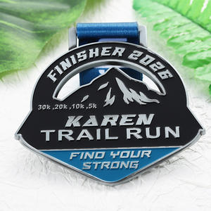 Medalla Deportiva Personalizada de Metal, Plateada Antigua, Esmaltada, de Aleación de Zinc, con Corte Hueco, para Carreras de Trail Running, Medalla de Finalista 3D - Product Image 5