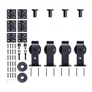 Kit de quincaillerie pour porte de grange coulissante pliante à montage supérieur WEKIS 3FT en acier au carbone, design industriel, garantie de plus de 5 ans pour l'habitation - Product Image 2