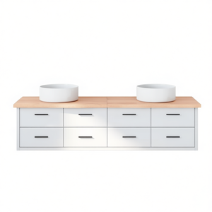 Bathroom Vanity 78.7x23.6x0.8-1.6 In Solid Wood Light Brown Countertop With Treatment Modern Minimalist Design - Product Image 1