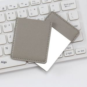 Miroir de maquillage rectangulaire portable en acier inoxydable pour femme, mignon, anti-chute, sans cadre, en PU, petit format, pour voiture - Product Image 4