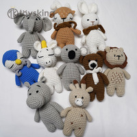 Couleur personnalisée coton biologique peluche crochet renard lapin lion cerf ours en peluche poupée poupées en peluche personnalisées crochet animaux