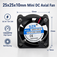 Ventilateur axial DC à roulement à billes haute vitesse 25x20x10mm 7000-12000RPM SZR2510 Mini ventilateur de refroidissement DC sans balais OEM/ODM