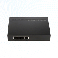 Konverter Media Serat Optik 4 Port RJ45 Switch Ethernet Industri dengan 10/100/1000Mbps untuk Jaringan CCTV