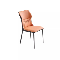 Chaises de salle à manger modernes européennes de luxe avec siège en cuir PU et pieds en acier carbone - Utilisation écologique pour la maison et les restaurants