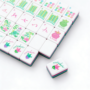 Tuiles de Mahjong Américaines en Acrylique 160 pièces, Design Personnalisé Imprimé <span class=keywords><strong>Tortue</strong></span>, Modernes, Portables et Luxueuses, pour Divertissement, Jeux de Société et Cadeaux - Product Image 4