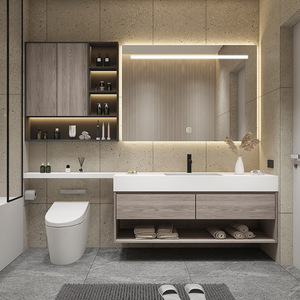 Modern floating makeup bathroom <b>vanity</b> <b>LED</b> lighted <b>mirror</b> cabinet side storage cosmetics and makeup organizer - Product Image 5