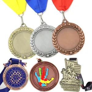 Produttore Logo Laser personalizzato 3D metallo sportive placche trofeo medaglia personalizzata stampa sublimazione medaglia bianca