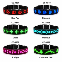 Collier pour chien en silicone moulé 3D rechargeable avec LED et fibre optique, 14 modes d'éclairage, fonction mémoire, étanche, type C, taille XS-L