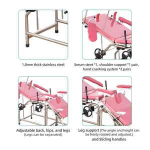 Lettino Ginecologico in Acciaio Inossidabile Durevole, Tavolo Operatorio Regolabile Manualmente, Letto per Parto <span class=keywords><strong>Ostetrico</strong></span> Confortevole - Product Image 2