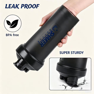Garrafa de Plástico Personalizada com Logo para Shake de Proteína com Bola Misturadora, Livre de BPA, à Prova de Vazamentos, Copo para Fitness e Treino - Product Image 4