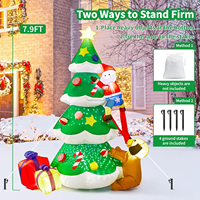 Sapin de Noël gonflable de 7,9 pieds avec Père Noël et chien, boîte cadeau, lumière LED, ornement pour la cour, la pelouse, la maison, la décoration extérieure des fêtes