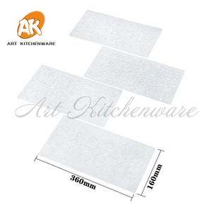 AK khuôn nhựa cho kẹo mềm in ấn DIY 4pcs cuộn mây lưới ren trong suốt bánh dập nổi mẫu bánh nướng công cụ - Product Image 4