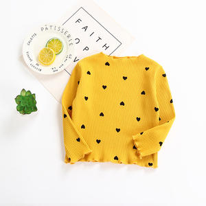 T-shirt pour filles, motif cœur d'amour imprimé, chemise à manches longues à col roulé, chemise de base pour nouveau-né, vêtements de printemps pour tout-petits - Product Image 3